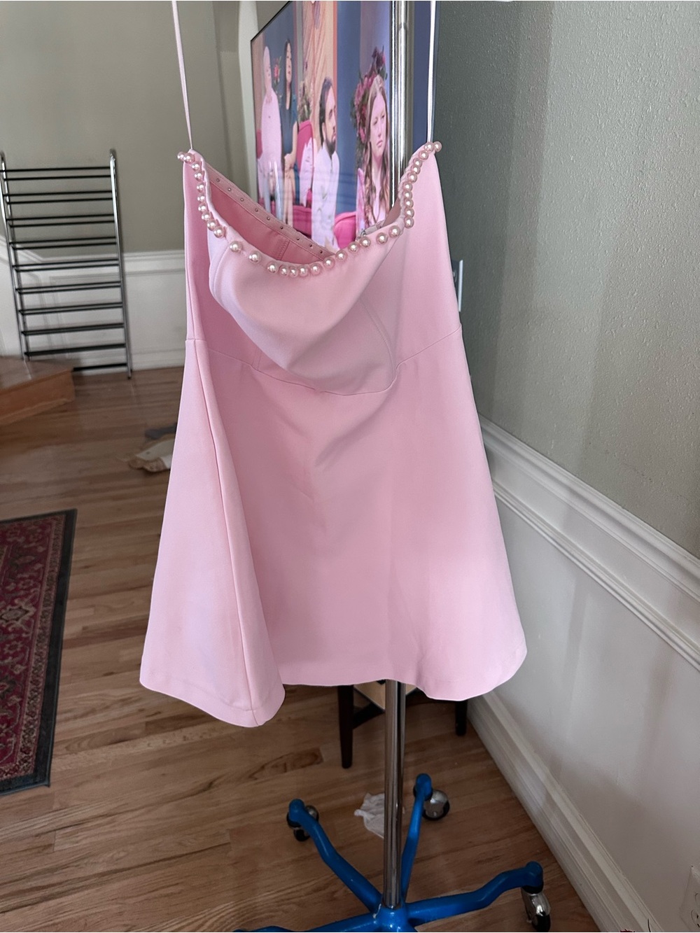 Altar'd State Pink Pearl-Trim Skater Dress
